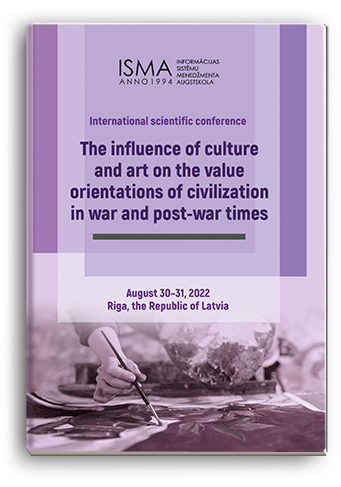 Cover for THE INFLUENCE OF CULTURE AND ART ON THE VALUE ORIENTATIONS OF CIVILIZATION IN WAR AND POST-WAR TIMES