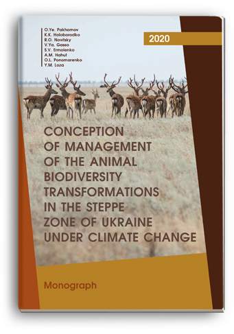 Cover for CONCEPTION OF MANAGEMENT OF THE ANIMAL BIODIVERSITY TRANSFORMATIONS IN THE STEPPE ZONE OF UKRAINE UNDER CLIMATE CHANGE: monograph